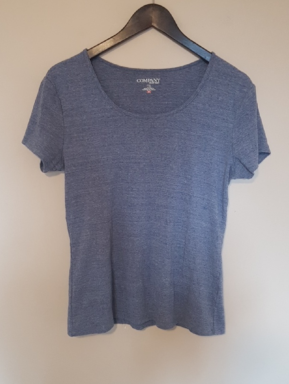 Ellen Tracy Heather Blue Scoop Neck Short Sleeve Tee